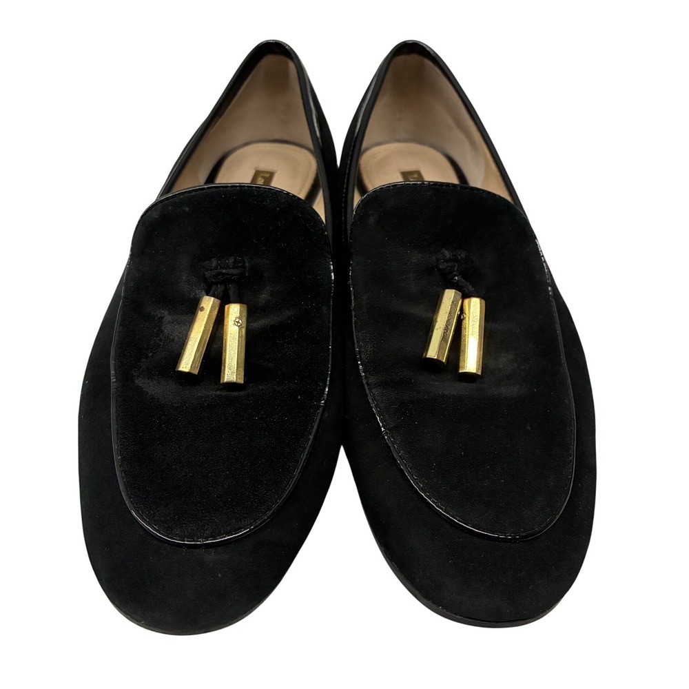 Louise et Cie Blondell Suede Loafers Womens 7.5 Black Tassel Slip On Flat